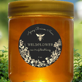 金ゴールドと黒の野花はちみつ ラウンドシール