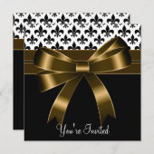 金ゴールドと黒の(紋章の)フラ・ダ・リパーティー 招待状 (正面/裏面)