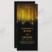 金ゴールドと黒のString Lights結婚式 プログラム (正面/裏面)