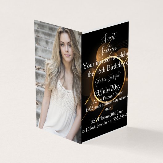 金ゴールドと黒のSweet sixteen写真 (外部)