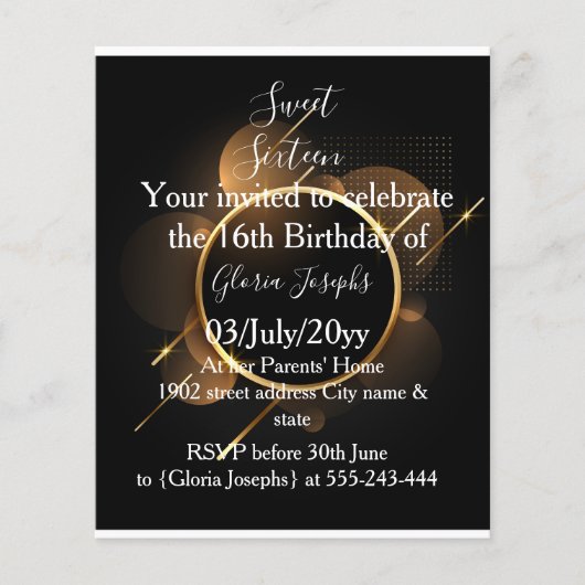 金ゴールドと黒のSweet sixteen写真 (正面)