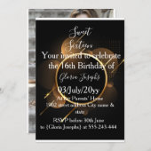 金ゴールドと黒のSweet sixteen写真 セーブザデート (正面/裏面)