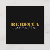 金ゴールドと黒はっきりしたのフォトフォトミニマルタイポグラフィ スクエア名刺 (正面)