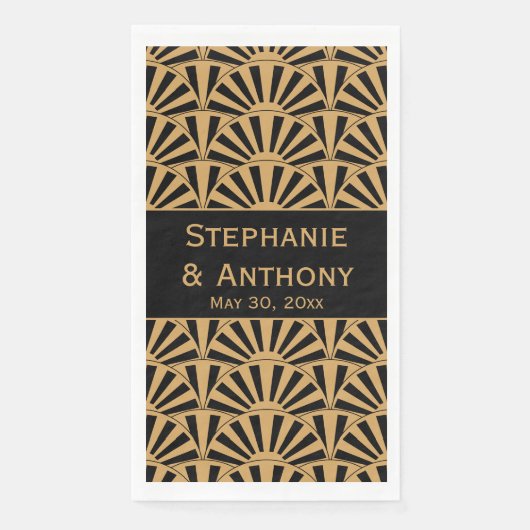 金ゴールドと黒アールデコの花結婚の数 (正面)