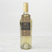 金ゴールドと黒アールデコの花結婚の数 ボトルネックタグ (ボトル)