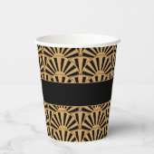 金ゴールドと黒アールデコの花結婚の数 紙コップ (裏面)