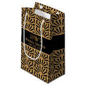 金ゴールドと黒アールデコ扇花ブライダルシャワー スモールペーパーバッグ (正面アングル)