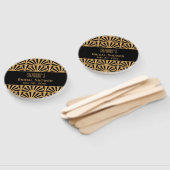 金ゴールドと黒アールデコ扇花ブライダルシャワー ハンドファン (組立なし)