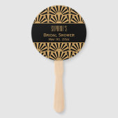 金ゴールドと黒アールデコ扇花ブライダルシャワー ハンドファン (裏面)