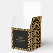 金ゴールドと黒アールデコ扇花ブライダルシャワー フェイバーボックス (オープン)