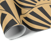 金ゴールドと黒アールデコ扇花モチーフ ラッピングペーパー (ロールコーナー)