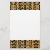 金ゴールドと黒アールデコ扇花モチーフ 便箋 (正面)