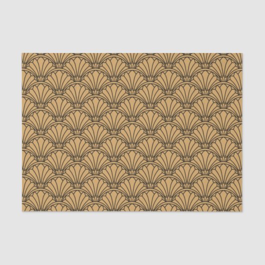 金ゴールドと黒アールデコ扇花モチーフ 薄葉紙 (正面)