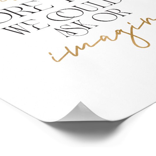 金ゴールドと黒エペソ3:20聖書の詩のポスター ポスター (角)