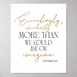 金ゴールドと黒エペソ3:20聖書の詩のポスター ポスター