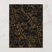 金ゴールドと黒エレガントフローラ結婚の詳細 エンクロージャーカード (裏面)