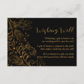 金ゴールドと黒エレガントフローラ結婚の願い井戸 エンクロージャーカード (正面)