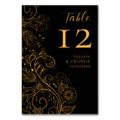 金ゴールドと黒エレガントフローラ結婚 テーブルナンバー (裏面)