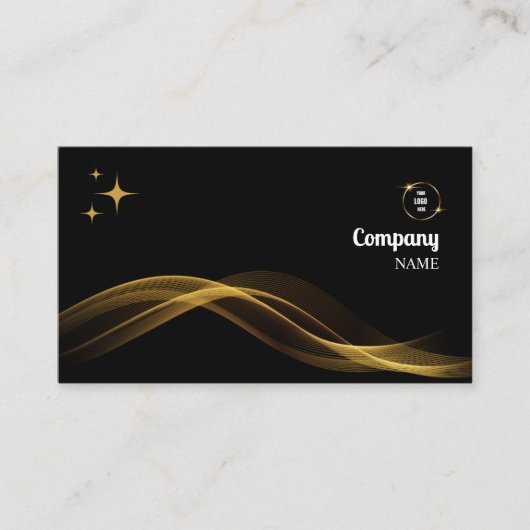 金ゴールドと黒エレガントモダンパーソナライズされた 名刺 (正面)
