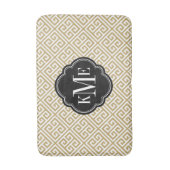 金ゴールドと黒ギリシャ鍵モノグラム バスマット (正面縦)