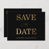 金ゴールドと黒コンテンポラリー日付の保存 ポストカード (正面/裏面)