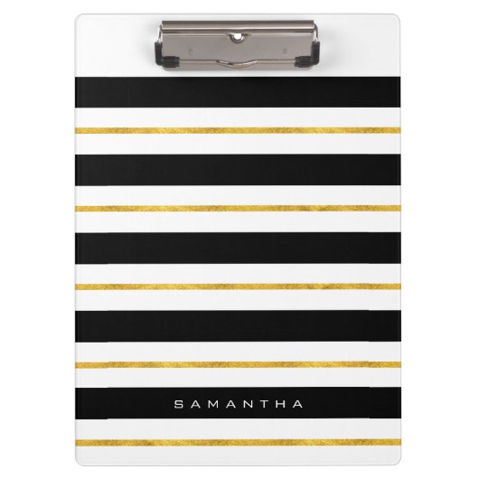 金ゴールドと黒ストライプ色 クリップボード (正面)