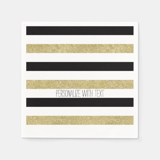 金ゴールドと黒ストライプ色 スタンダードカクテルナプキン (正面)