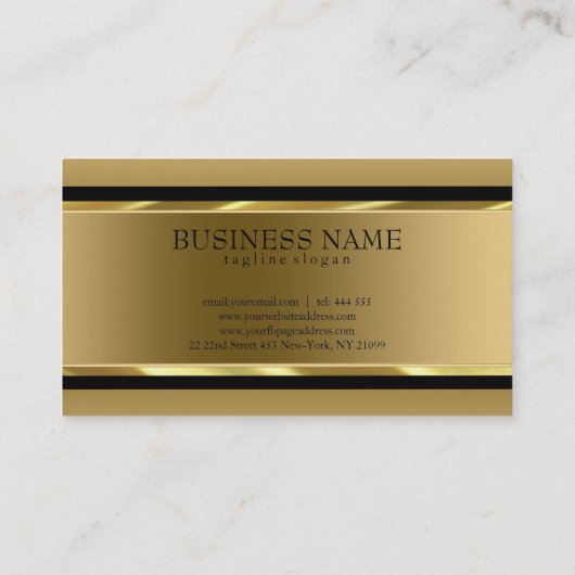 金ゴールドと黒ストライプ色 名刺 (裏面)