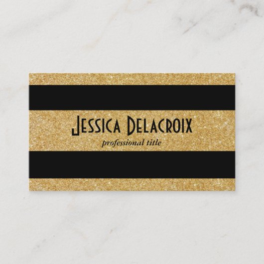 金ゴールドと黒ストライプ色 名刺 (正面)