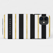 金ゴールドと黒ストライプ色 Case-Mate iPhoneケース (裏面(横))