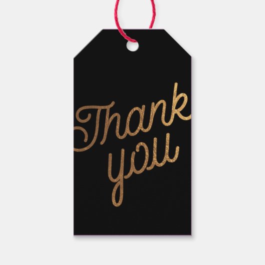 金ゴールドと黒スワールとカールありがとうギフトラベル ギフトタグ (正面)