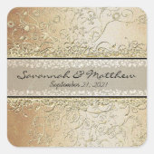 金ゴールドと黒スワール結婚スクエアの封印 スクエアシール (正面)