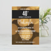 金ゴールドと黒テーマ40歳の誕生日 招待状 (スタンド正面)