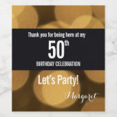 金ゴールドと黒テーマ50歳の誕生日 ワインラベル (シングルラベル)