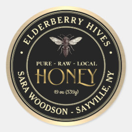 金ゴールドと黒ハニーラベルとヴィンテージクイーンビー ラウンドシール