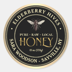 金ゴールドと黒ハニーラベルとヴィンテージクイーンビー ラウンドシール