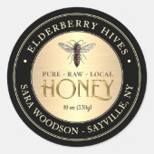 金ゴールドと黒ハニーラベルとヴィンテージクイーンビー ラウンドシール (正面)