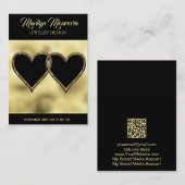 金ゴールドと黒ハートイヤリングディスプレイQRコードバス 名刺 (正面/裏面)