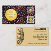 金ゴールドと黒パンタースキンはビットコインを受け入モダンれる 名刺 (正面/裏面)