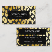 金ゴールドと黒ヒョウのプリント 名刺 (正面/裏面)