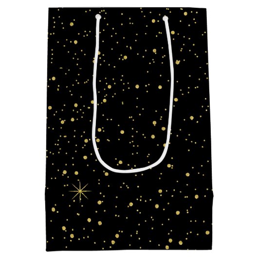 金ゴールドと黒フェイクグリッターとキラキラ ミディアムペーパーバッグ (裏面)