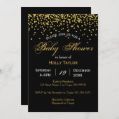 金ゴールドと黒ベビーシャワー招待状 招待状 (正面/裏面)