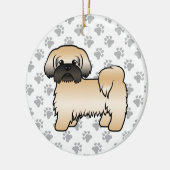 金ゴールドと黒マスクシーズー(犬)かわいい漫画の犬 セラミックオーナメント (左)