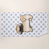 金ゴールドと黒マスクシーズー（犬）かわいい漫画の犬 ビーチタオル (正面)