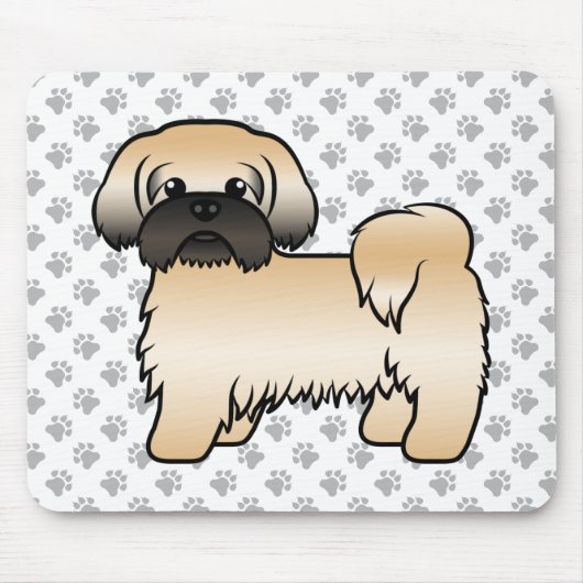 金ゴールドと黒マスクシーズー（犬）かわいい漫画の犬 マウスパッド (正面)