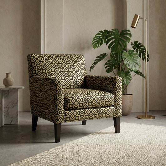 金ゴールドと黒モザイク模様 ファブリック