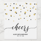 金ゴールドと黒モダンマイルストーン誕生日パーティー ワインラベル (シングルラベル)