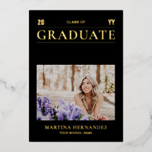 金ゴールドと黒モダン写真卒業のお知らせ