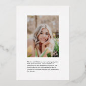 金ゴールドと黒モダン写真卒業のお知らせ 箔招待状 (裏面)