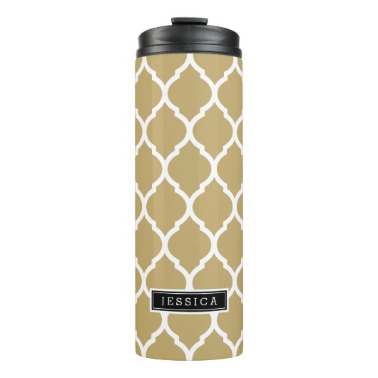金ゴールドと黒モロッコクローバーモノグラム タンブラー (正面)